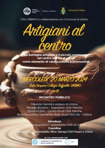 Centro storico e botteghe a Urbino, convegno “Artigiani al centro”