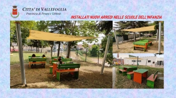 CITTÀ DI VALLEFOGLIA: installati nuovi arredi scolastici nelle aree esterne delle scuole dell’infanzia
