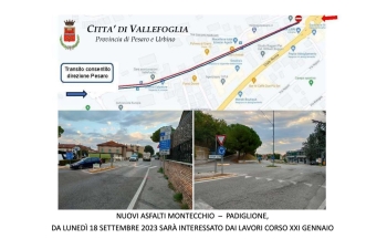 CITTÀ DI VALLEFOGLIA: nuovi asfalti Montecchio - Padiglione.