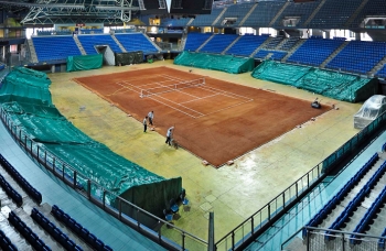 Coppa Davis: allestito il campo in terra rossa all'Adriatic Arena