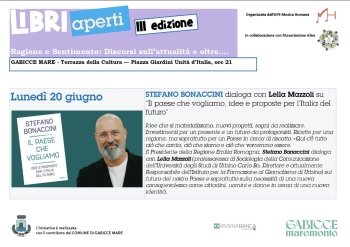 La rassegna "Libri Aperti" si inaugura con il Presidente Stefano Bonaccini  20 giugno, ore 21, piazza Giardini Unità d’Italia