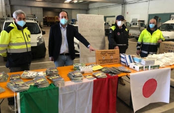 Un carico di amicizia e solidarietà da Kakegawa: donate 3000 mascherine chirurgiche e 1000 mascherine Kn95 alla città di Pesaro