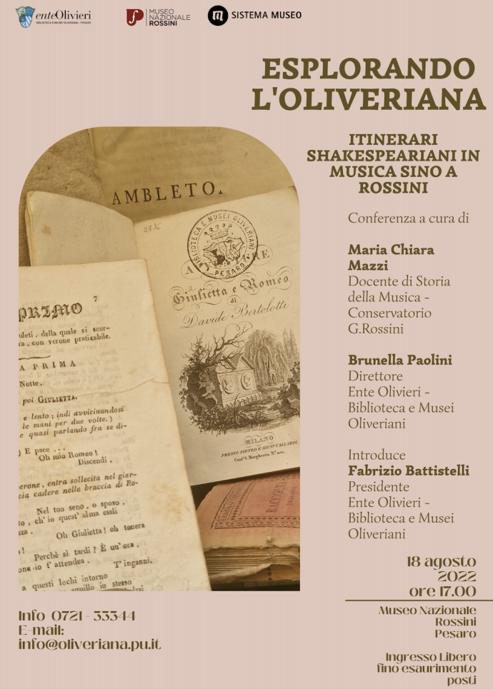 Esplorando l’Oliveriana – Itinerari shakespeariani in musica sino a Rossini